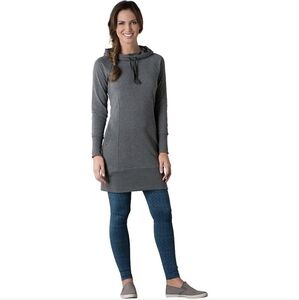 Toad&Co BFT Hooded Dress Organic Cotton Cowl Extra Long Hoodie Gray Small